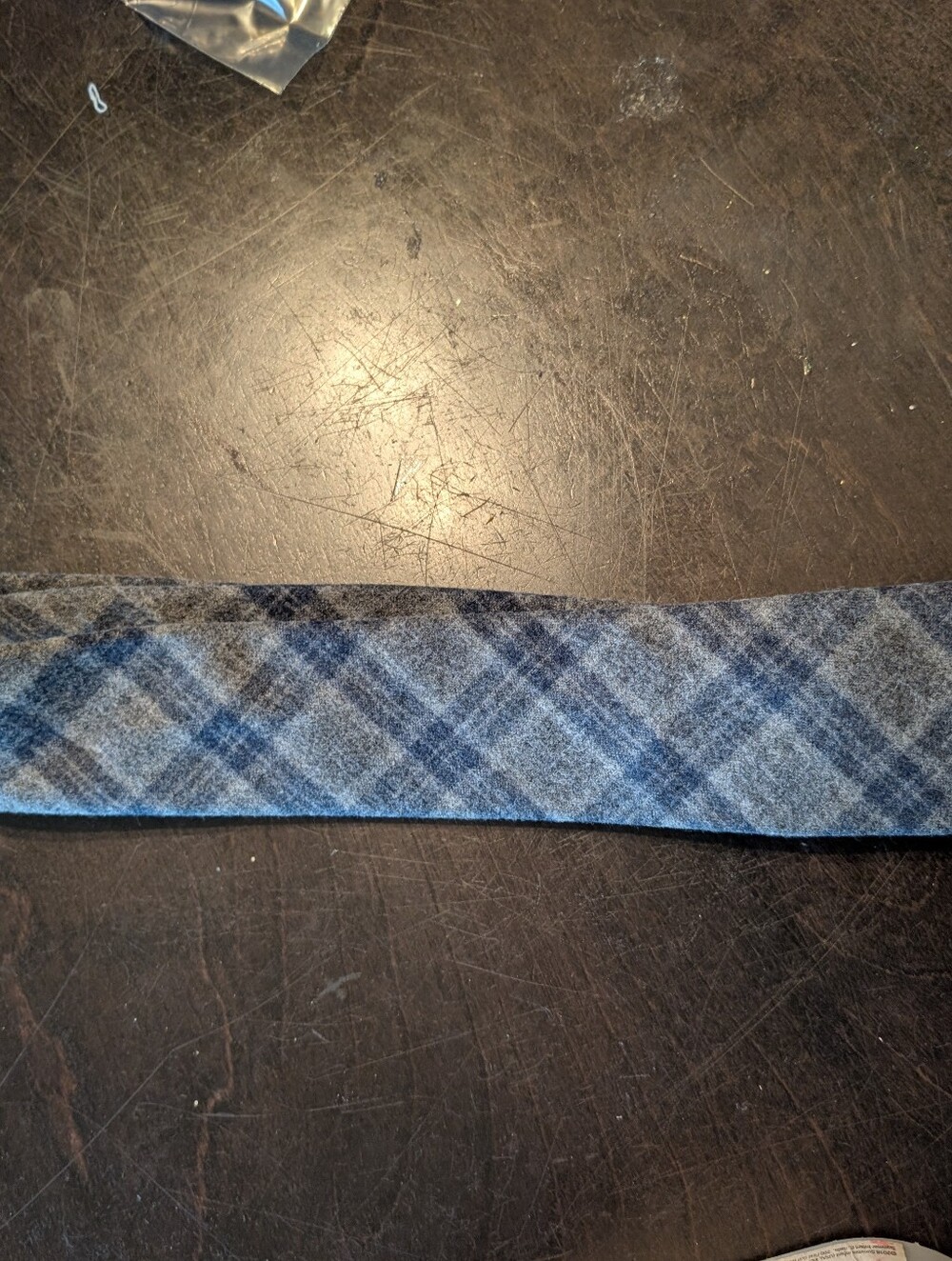 Tommy Hilfiger Blue and Gray Plaid Wool Tie